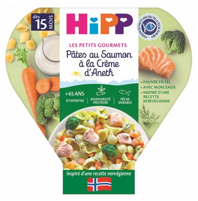 Hipp Pâtes au Saumon à la Crème d'Aneth Assiette 250 g Dès 15 Mois