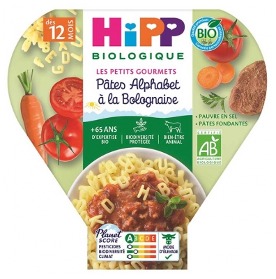 Hipp Pâtes Alphabet à la Bolognaise Assiette 230 g Dès 12 Mois