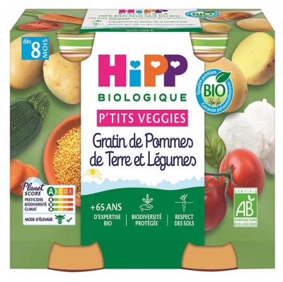 Hipp Gratin de Pommes de Terre et Légumes Pots 2 X 190 g Dès 8 Mois