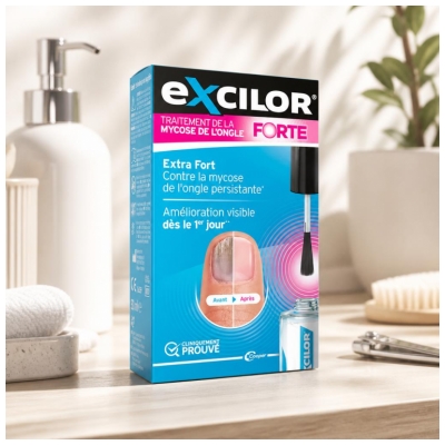 Excilor Forte Traitement Mycose de l'Ongle avec Pinceau Applicateur 30 ml + 1 Coupe Ongles Offert