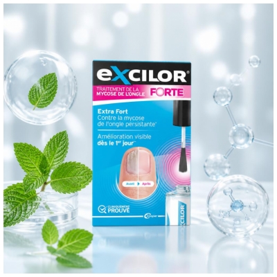 Excilor Forte Traitement Mycose de l'Ongle avec Pinceau Applicateur 30 ml + 1 Coupe Ongles Offert