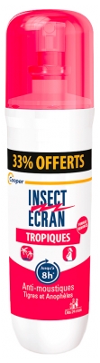 Insect Ecran Anti-Moustiques Spray Répulsif Jusqu'à 8H Peau Spécial Tropiques 100 ml