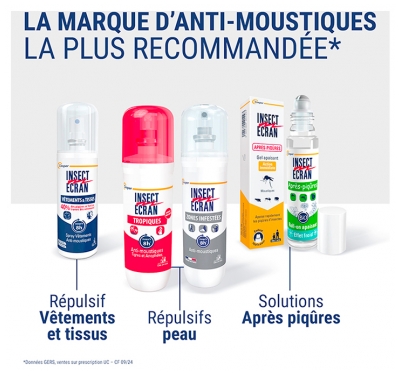 Insect Ecran Spray Insecticide Vêtements & Tissus Jusqu'à 8h 100 ml + Anti-Moustiques Spray Répulsif Jusqu'à 8H Peau Spécial Tropiques 75 ml