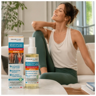 Granions Décontractant Musculaire Huile de Massage à l'Arnica 100 ML