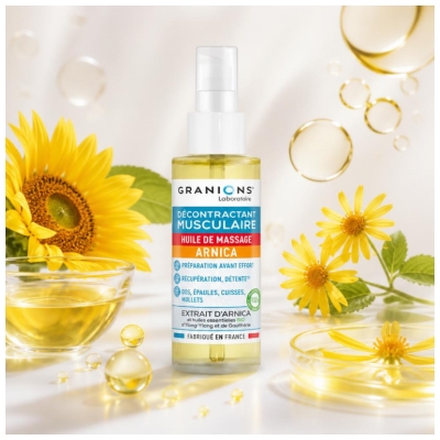 Granions Décontractant Musculaire Huile de Massage à l'Arnica 100 ML