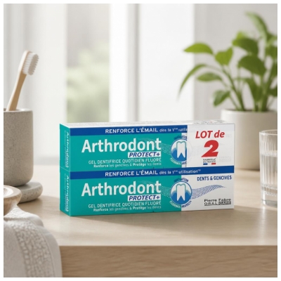 Arthrodont Protect + Gel Dentifrice Quotidien Fluoré Dents & Gencives 2 x 75 ml