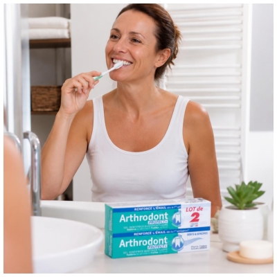 Arthrodont Protect + Gel Dentifrice Quotidien Fluoré Dents & Gencives 2 x 75 ml