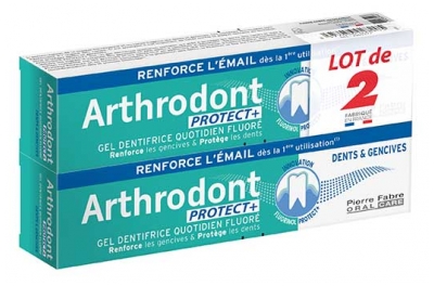 Arthrodont Protect + Gel Dentifrice Quotidien Fluoré Dents & Gencives 2 x 75 ml