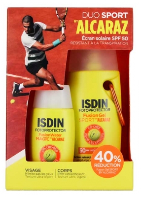 Isdin Fotoprotector Fusion Gel Solaire Sport SPF50 100 ml + Crème Solaire Fusion Water Magic SPF50 50 ml Edition Limitée By Alcaraz