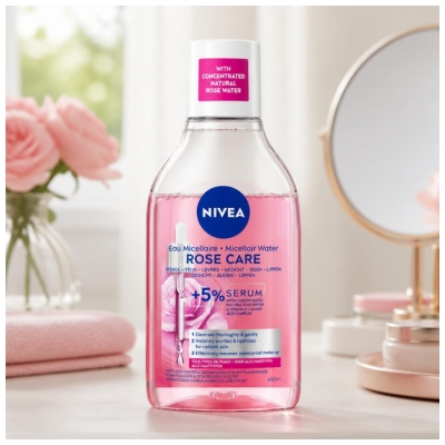Nivea Eau Micellaire Rose Care Visage Yeux et Lèvres 400 ml