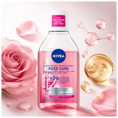 Nivea Eau Micellaire Rose Care Visage Yeux et Lèvres 400 ml
