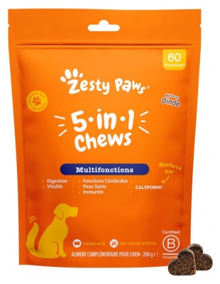 Zesty Paws Friandises pour Chien Multifonctions Dinde 200 g (à consommer de préférence avant le 07/10/2026)