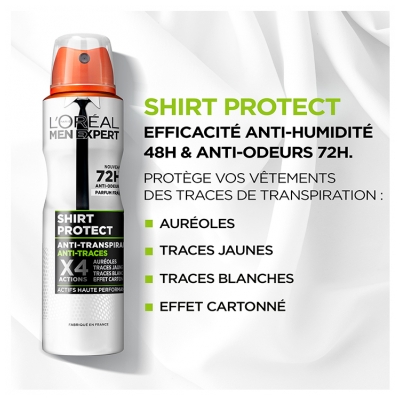 L'Oréal Paris Men Expert Shirt Protect Déodorant Anti-Transpirant Anti-Traces 72 Heures 150 ML