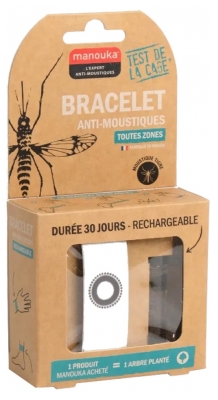 Manouka Kameleo Bracelet Anti-Moustiques + Recharge 6 ml - Modèle : Blanc