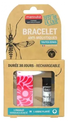 Manouka Kameleo Bracelet Anti-Moustiques + Recharge 6 ml - Modèle : Pétale