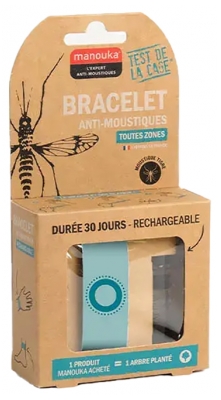Manouka Kameleo Bracelet Anti-Moustiques + Recharge 6 ml - Modèle : Turquoise
