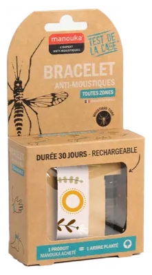 Manouka Kameleo Bracelet Anti-Moustiques + Recharge 6 ml - Modèle : Floral