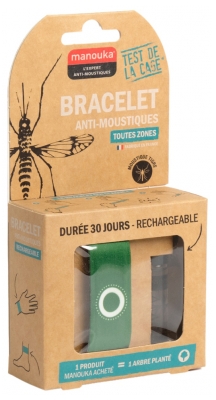 Manouka Kameleo Bracelet Anti-Moustiques + Recharge 6 ml - Modèle : Vert