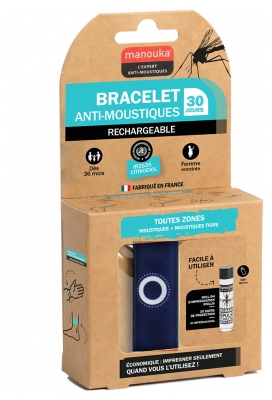 Manouka Kameleo Bracelet Anti-Moustiques + Recharge 6 ml - Modèle : Marine