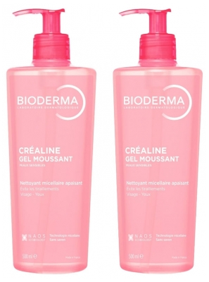Gel Nettoyant Apaisant sans Savon Bioderma Créaline Lot de 2 x 500 ml