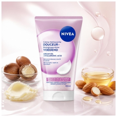 Nivea Crème Nettoyante Douceur Peaux Sèches et Sensibles 150 ml