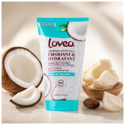 Lovea Gommage Corps Hydratant & Exfoliant Huile de Coco Bio 150 ml