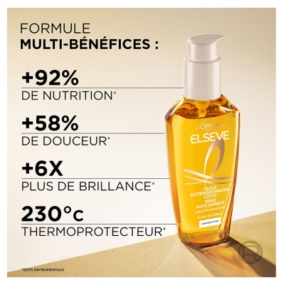 L'Oréal Paris Elseve Huile Extraordinaire Coco Sérum Haute Légèreté Cheveux Fins 100 ml