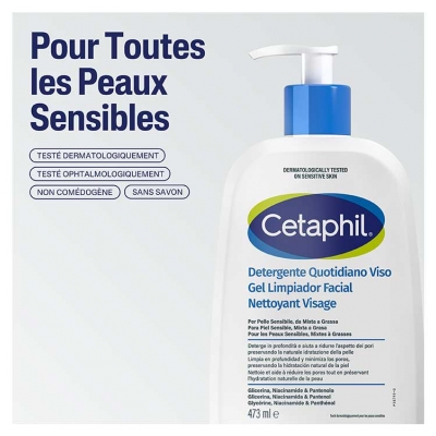 Cetaphil Nettoyant Visage Peaux Sensibles 473 ml