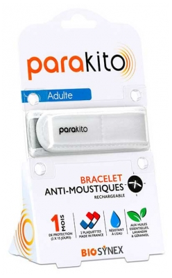 Parakito Anti-Moustiques Bracelet Rechargeable Adulte - Modèle : Color Blanc