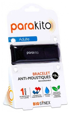 Parakito Anti-Moustiques Bracelet Rechargeable Adulte - Modèle : Color Noir