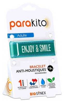 Parakito Anti-Moustiques Bracelet Rechargeable Adulte - Modèle : Good Vibes Bleu