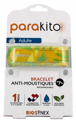 Parakito Anti-Moustiques Bracelet Rechargeable Adulte - Modèle : Graphic Jaune