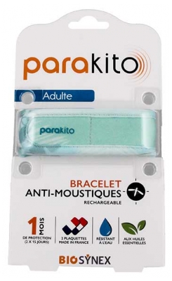 Parakito Anti-Moustiques Bracelet Rechargeable Adulte - Modèle : Color Turquoise