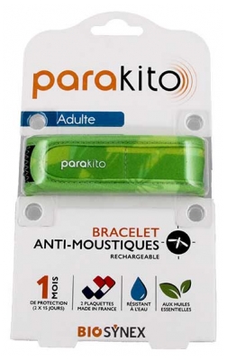Parakito Anti-Moustiques Bracelet Rechargeable Adulte - Modèle : Vert