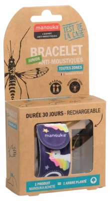 Manouka Bracelet Junior Anti-Moustiques + Recharge 6 ml - Modèle : Licornes