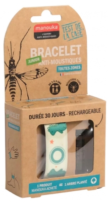 Manouka Bracelet Junior Anti-Moustiques + Recharge 6 ml - Modèle : Dinosaures