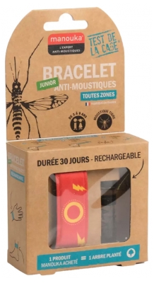 Manouka Bracelet Junior Anti-Moustiques + Recharge 6 ml - Modèle : Éclairs