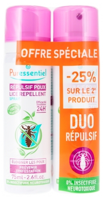 Puressentiel Spray Répulsif Poux Lot 2 x 75 ML