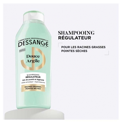 Dessange Douce Argile Shampoing Régulateur Pointes Sèches Racines Grasses 280 ml