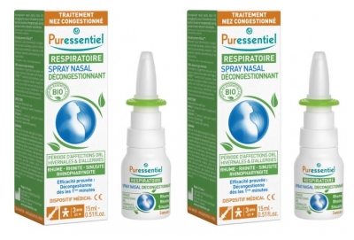 Puressentiel Respiratoire Spray Nasal Décongestionnant Lot de 2 x 15 ml