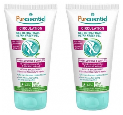 Puressentiel Circulation Gel Ultra Frais aux 17 Huiles Essentielles Lot de 2 x 125 ml