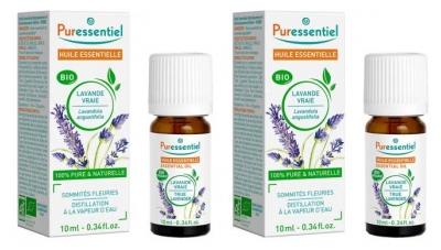 Huile Essentielle Bio de Lavande Vraie - Lot de 2 Flacons de 10 ml