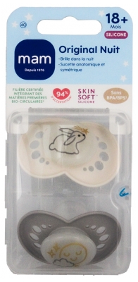 Sucettes MAM Perfect Nuit 18 Mois et + - Modèle : Lapin et Nuage