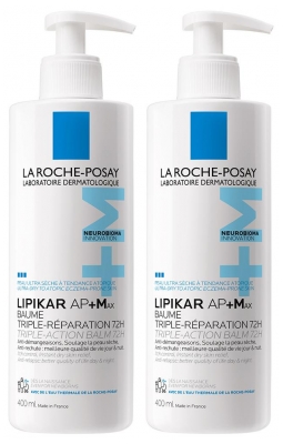 La Roche-Posay Lipikar AP+ Max Baume Triple-Réparation 72H Lot de 2 x 400 ml