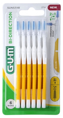 GUM Bi-Direction 6 Brossettes Interdentaires - Modèle : 2714 : 1,4 mm