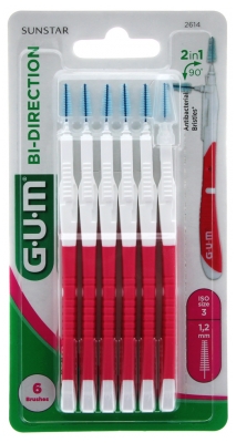 GUM Bi-Direction 6 Brossettes Interdentaires - Modèle : 2614 : 1,2 mm