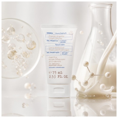Korres Yaourt Grec Crème Nettoyante Moussante Probiotiques Visage et Yeux 75 ml