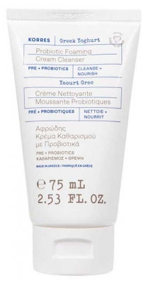Korres Yaourt Grec Crème Nettoyante Moussante Probiotiques Visage et Yeux 75 ml