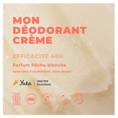 Énergie Fruit Deocreme 48H Certifie Bio Par Ecocert Péché Blanche & Eau de Riz 45 g