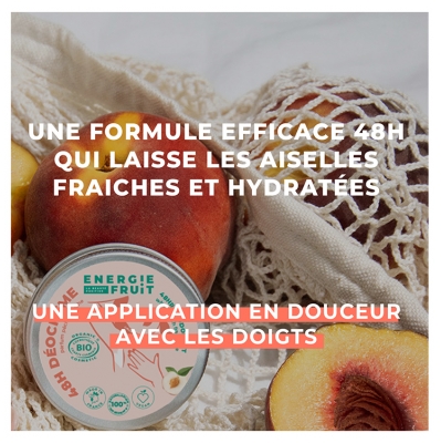 Énergie Fruit Deocreme 48H Certifie Bio Par Ecocert Péché Blanche & Eau de Riz 45 g